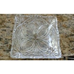 Irena Square 24% Lead Oxide Cut Crystal Fruit Bowl Dish, Made in Poland